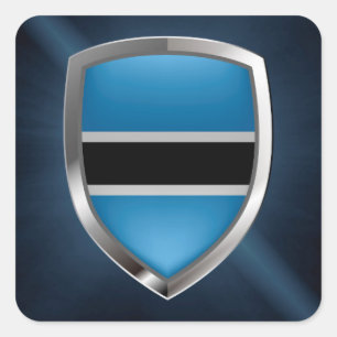 Botswana Mettalic Emblem Square Sticker
