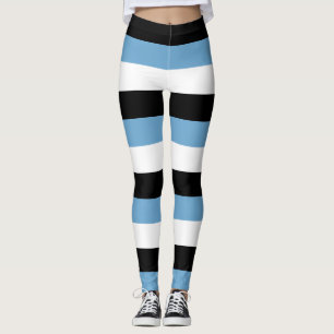 Botswana National Flag Colours Horizontal Striped Leggings