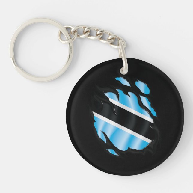Botswana Ripped Flag Key Ring (Front)