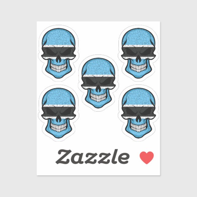Botswana Smiling Skull Flag  (Sheet)
