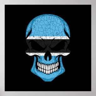 Botswana Smiling Skull Flag  Poster