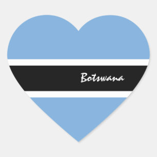Botswana Sticker, Heart, Patriotic Botswana Flag Heart Sticker