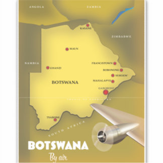 Botswana vintage style travel poster.