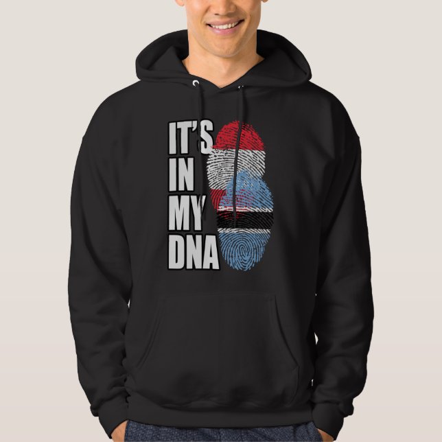 Botswanan And Austrian Mix DNA Flag Heritage Hoodie (Front)