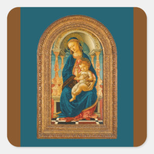 Botticelli 1445-1510 Madonna and Child Enthroned Square Sticker