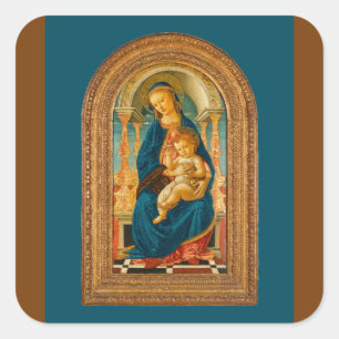 Botticelli 1445-1510 Madonna and Child Enthroned Square Sticker