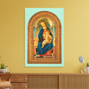 Botticelli (1445-1510) Madonna & Child Enthroned Canvas Print