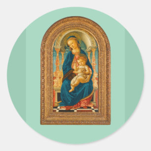 Botticelli (1445-1510) Madonna & Child Enthroned Classic Round Sticker
