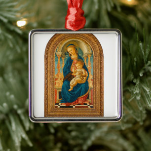 Botticelli (1445-1510) Madonna & Child Enthroned Metal Tree Decoration