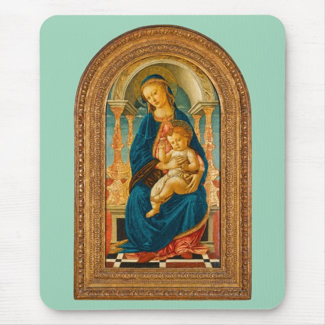 Botticelli (1445-1510) Madonna & Child Enthroned  Mouse Mat (Front)