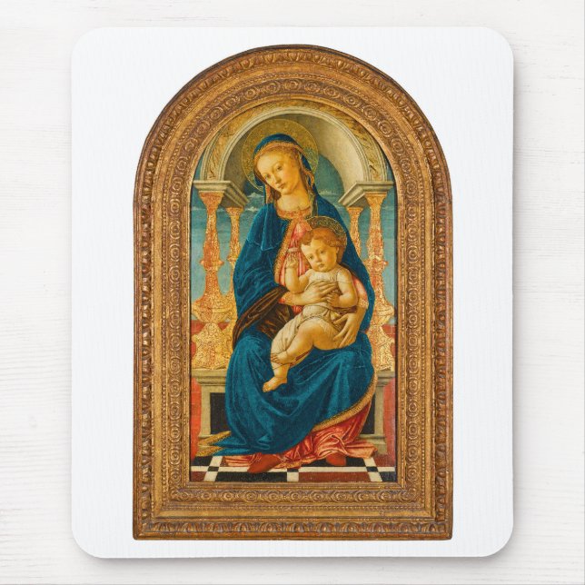 Botticelli (1445-1510) Madonna & Child Enthroned  Mouse Mat (Front)