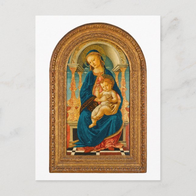 Botticelli (1445-1510) Madonna & Child Enthroned  Postcard (Front)