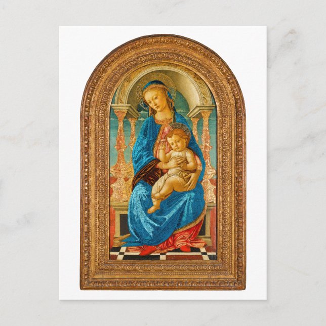 Botticelli (1445-1510) Madonna & Child Enthroned  Postcard (Front)