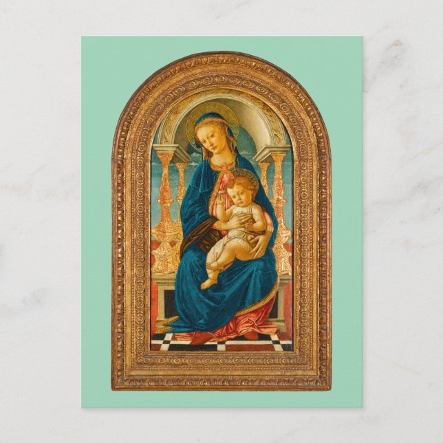 Botticelli (1445-1510) Madonna & Child Enthroned  Postcard (Front)