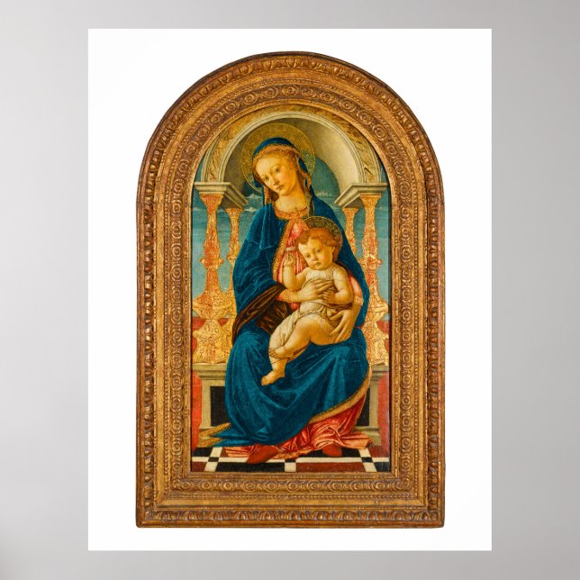 Botticelli (1445-1510) Madonna & Child Enthroned  Poster (Front)