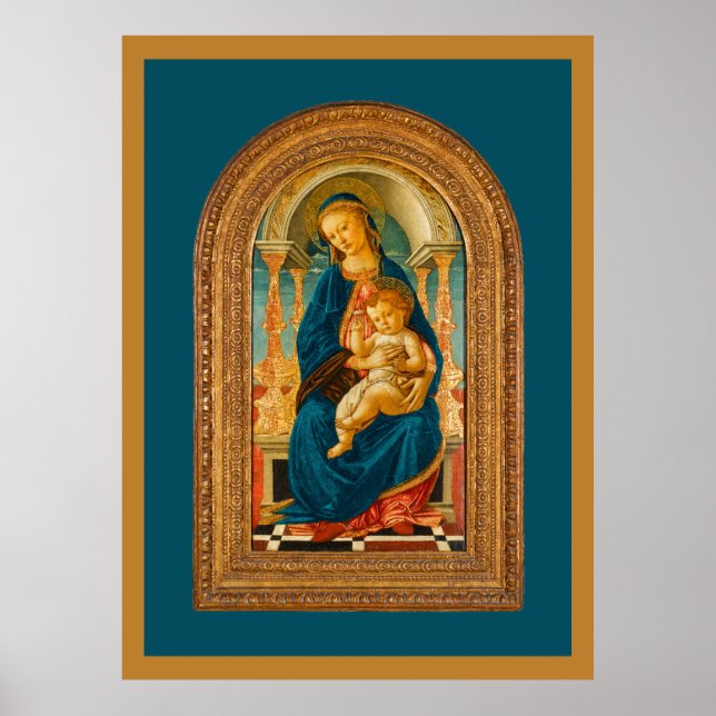 Botticelli (1445-1510) Madonna & Child Enthroned  Poster (Front)