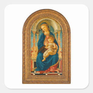 Botticelli (1445-1510) Madonna & Child Enthroned Square Sticker
