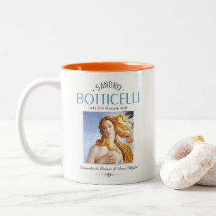 Botticelli Birth of Venus Painting and Painter Bio Two-Tone Coffee Mug