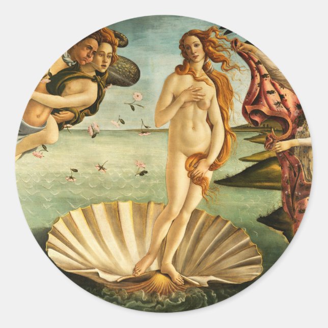 Botticelli Birth Of Venus Renaissance Art Painting Classic Round Sticker (Front)