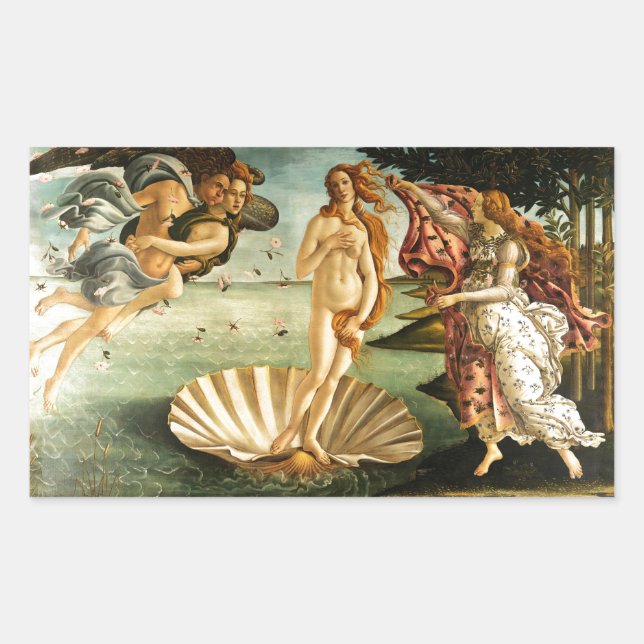 Botticelli Birth Of Venus Renaissance Art Painting Rectangular Sticker (Front)