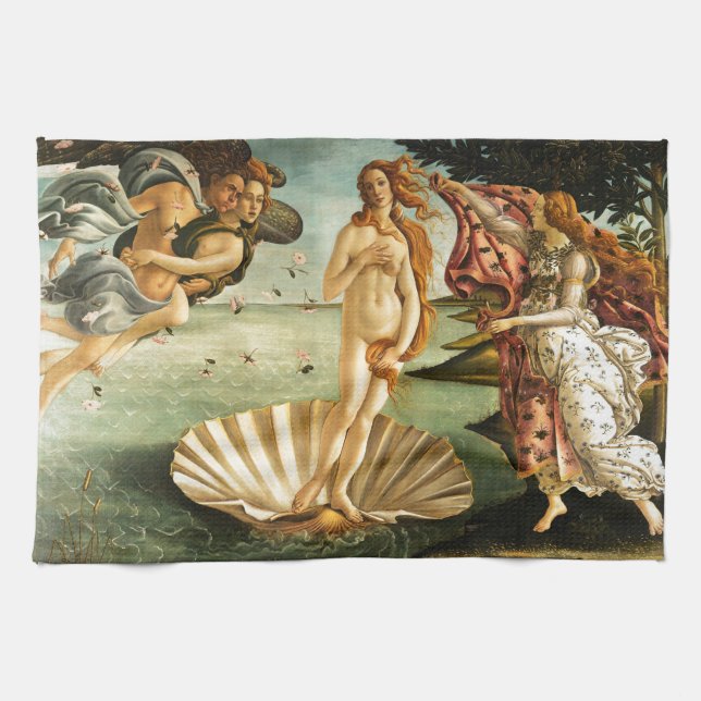 Botticelli Birth Of Venus Renaissance Art Painting Tea Towel (Horizontal)