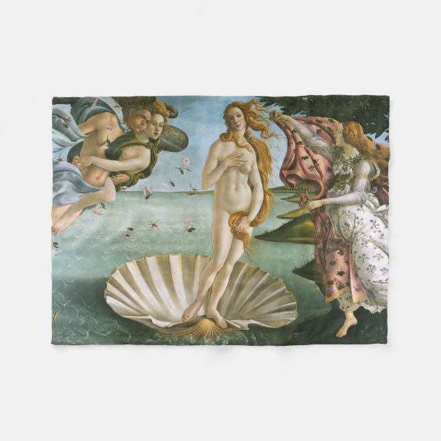 Botticelli Birth of Venus Renaissance Fine Art Fleece Blanket (Front (Horizontal))