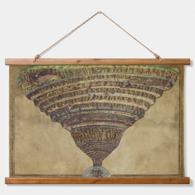 Botticelli - La Carte de l'Enfer Map of Hell Hanging Tapestry (Front)