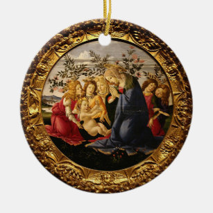 Botticelli Madonna Adoring the Child with 5 Angels Ceramic Tree Decoration