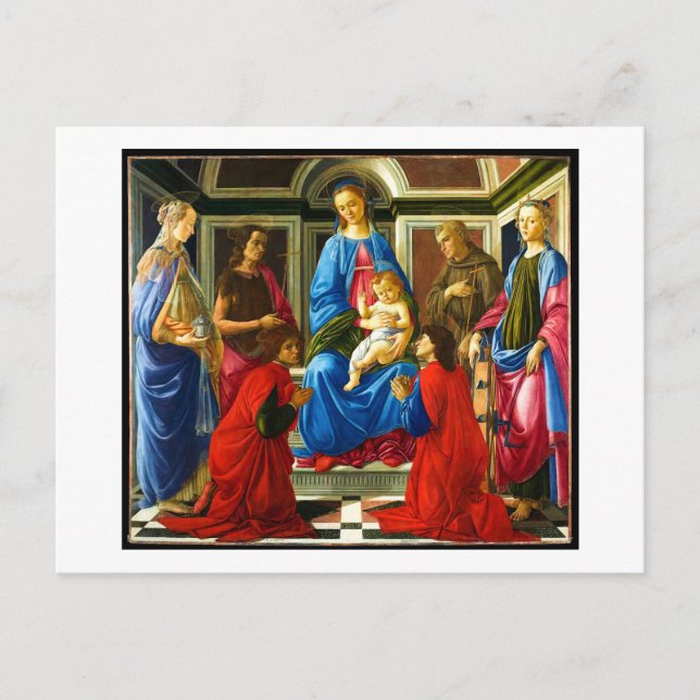 Botticelli Madonna and Child with 6 Saints 1470  Holiday Postcard (Front)