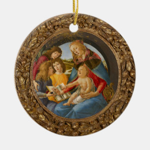 Botticelli Madonna Magnificat Child 3 Angels Book Ceramic Tree Decoration