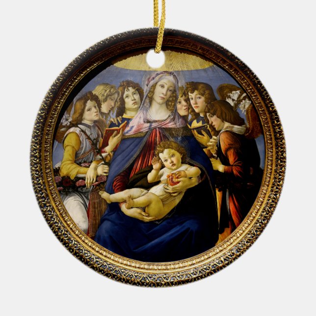 Botticelli Madonna of the Pomegranate Child Angels Ceramic Tree Decoration (Front)