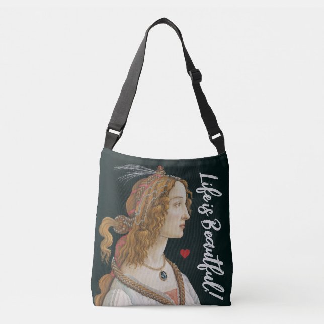 Botticelli Nymph Portrait Painting Art Crossbody Bag (Front)