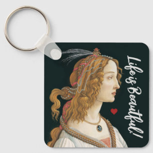 Botticelli Nymph Portrait Painting Art Key Ring