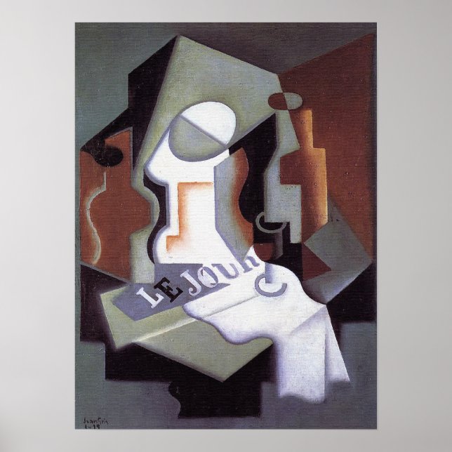 Bottle and Fruit Dish, by Juan Gris Poster (Front)