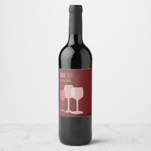 Bottle and glasses wine label