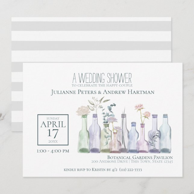 Bottle Botanical Wedding Shower Invitation (Front/Back)