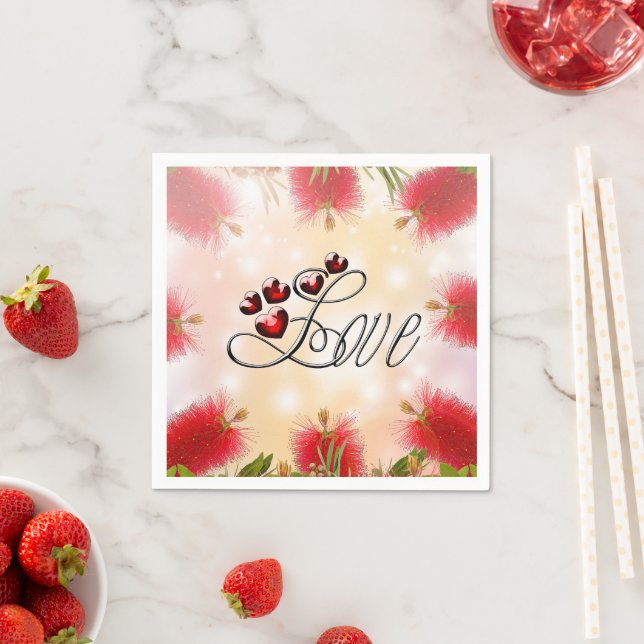 Bottle brush flower And Love  Napkin (Insitu)