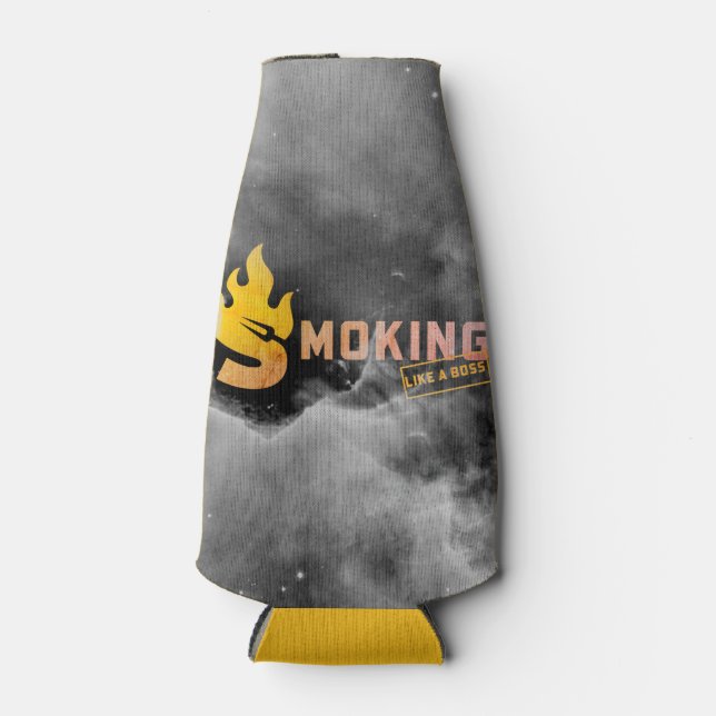 Bottle Cooler Smoking Like A Boss BBQ Funny (Front)