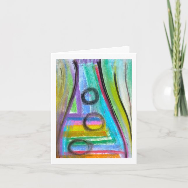 "Bottle Fizz" Note card, Pastel on paper painting Card (Front)