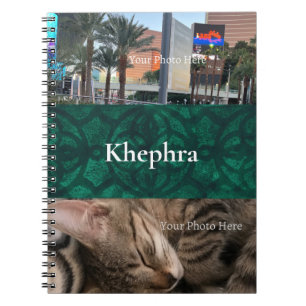 Bottle Green Batik Name and Photo Collage Notebook