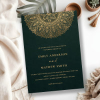 BOTTLE GREEN GOLD CLASSIC ORNATE MANDALA WEDDING
