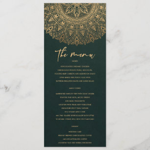 BOTTLE GREEN GOLD CLASSIC ORNATE MANDALA WEDDING MENU