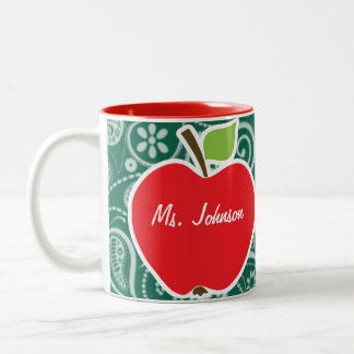 Bottle Green Paisley; Apple Two-Tone Coffee Mug