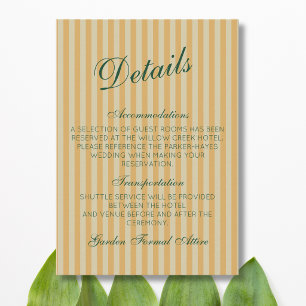 Bottle Green Retro Honey Vintage Stripe Details Enclosure Card