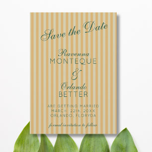 Bottle Green Retro Honey Vintage Stripe Wedding Save The Date