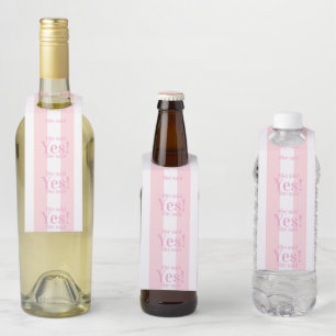 Bottle Hanger Tags Pink& White Stripe She said Yes