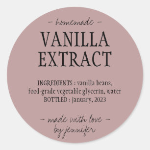 Bottle Homemade drinking Vanilla Extract Classic Round Sticker