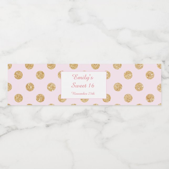 Bottle Label Blush Pink Gold Sweet 16 Quinceanera (Single Label)