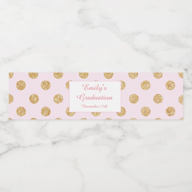 Bottle Label Graduation Party Blush Pink Gold (Single Label)
