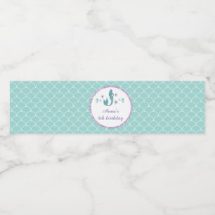 Bottle Label Mermaid Purple Teal Birthday